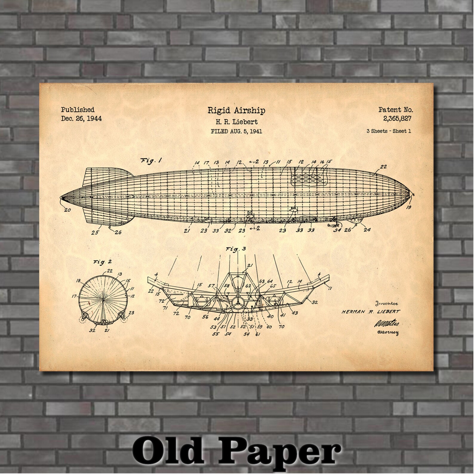 Airship Patent Print Art 1944 - Etsy