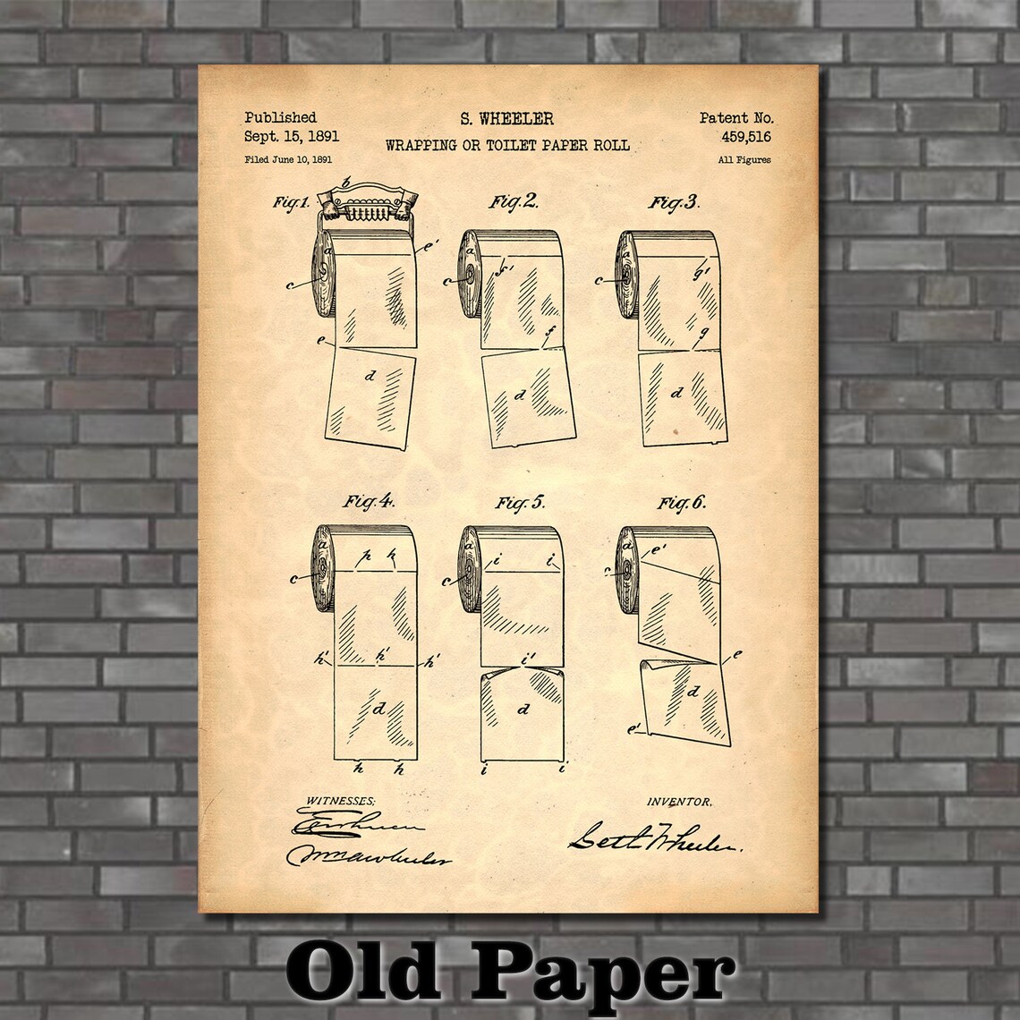 Toilet Paper Patent Print Art 1891 - Etsy