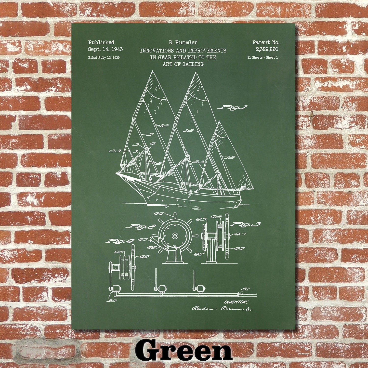 Sailing Boat Patent Print Art 1943 - Etsy