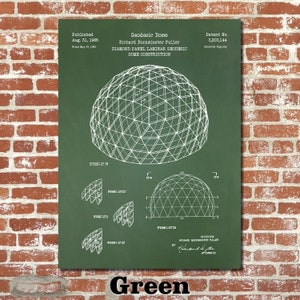 Geodesic Dome Patent Print Art 1965 Green
