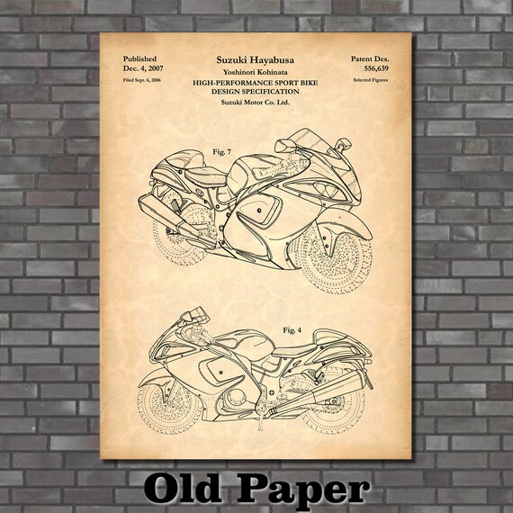 Patent Art Depicting Suzuki Hayabusa GSX1300R Motorcycle 2007 - Etsy
