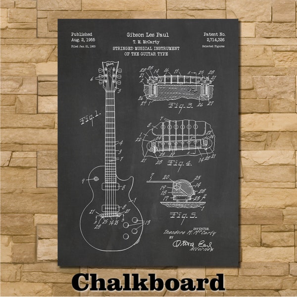 Patent Art For Gibson Les Paul Guitar 1955