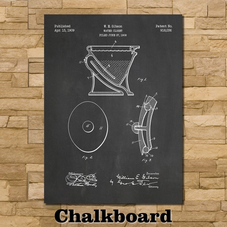 Toilet Patent Print Art 1909