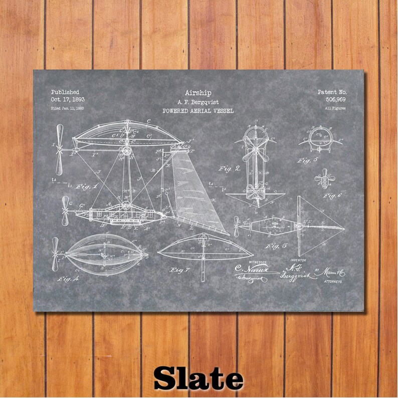 Airship Patent Print Art 1893 - Etsy