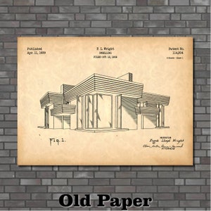 Frank Lloyd Wright House Patent Print Art 1939