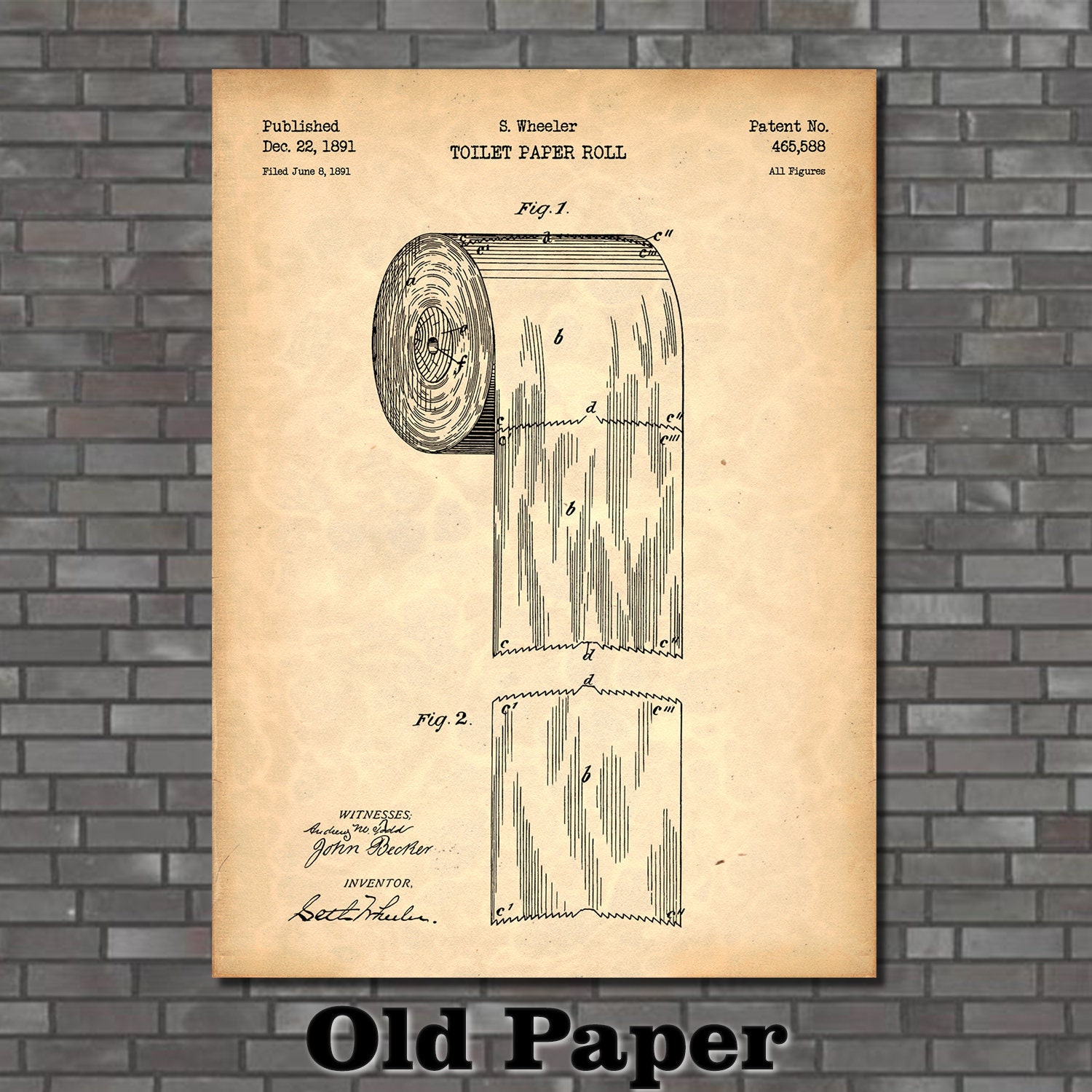 Toilet Paper Roll Patent Print Art 1891 - Etsy