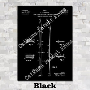May include: Black and white patent drawing of a ski design. The drawing shows a side view of the ski with a detailed diagram of the laminated runner. The patent was published on April 28, 1936, and filed on May 13, 1903. The patent number is 2,028,530. The text "Skis" and "R. C. Anderson" are at the top of the drawing. The text "Laminated Runner for Efficient Travel Through Snow" is below the title.