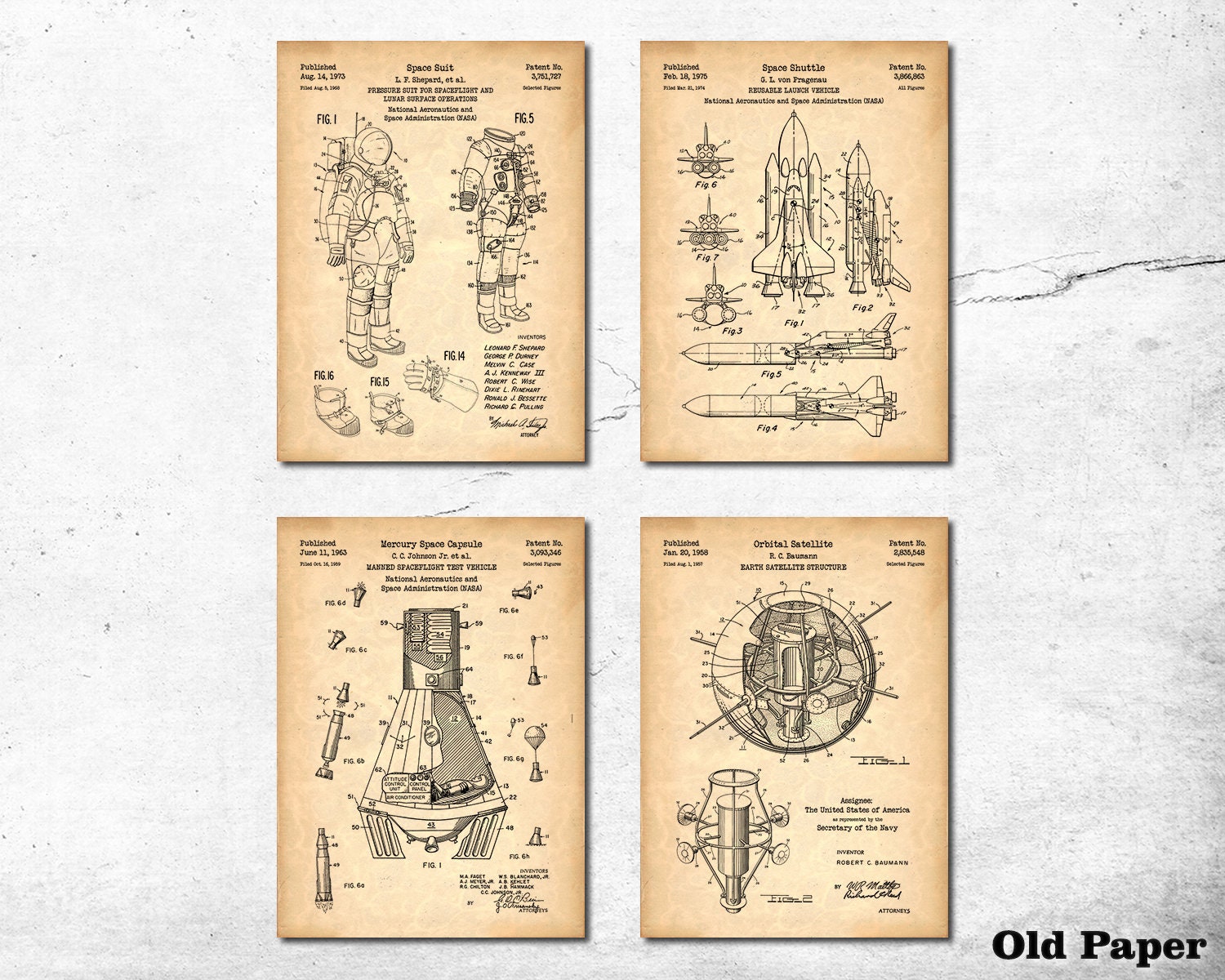 Space Patent Print Art Set of 4 - Etsy