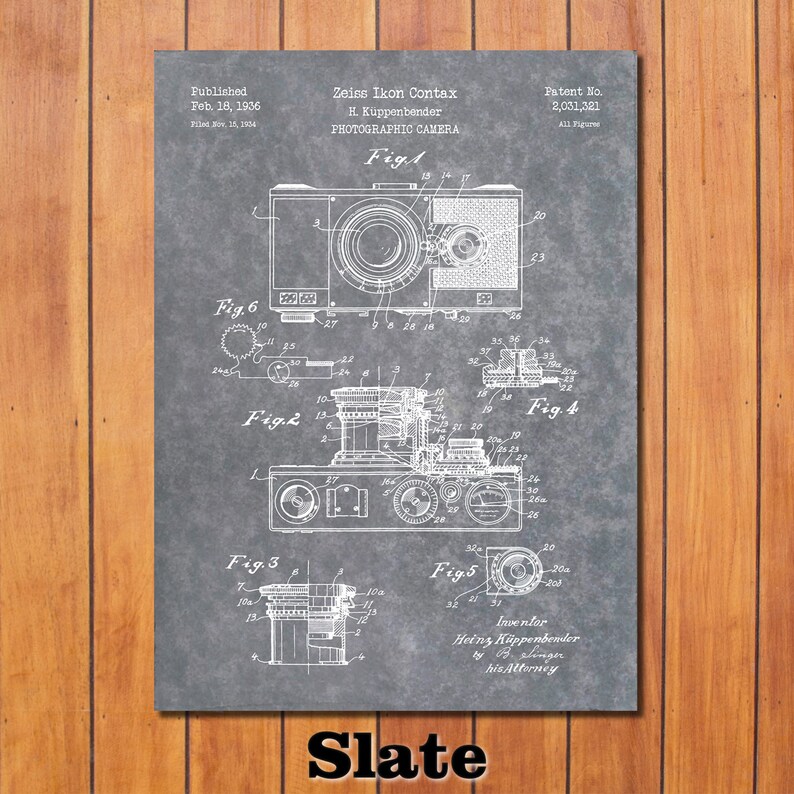 Camera Patent Print Art 1936 Slate