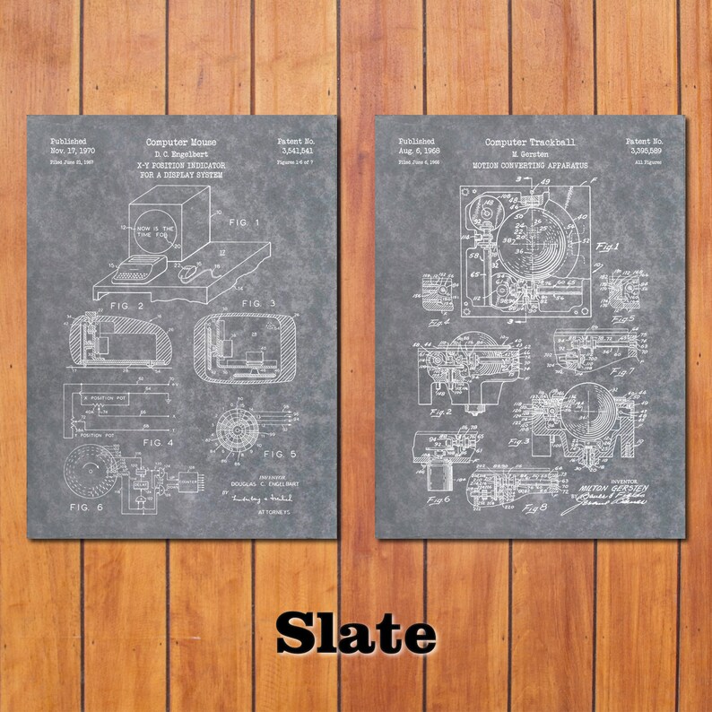 Computer Mouse Patent Print Art Set of 2 - Etsy