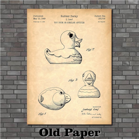 Rubber Duck Patent Print Art 1949 - Etsy