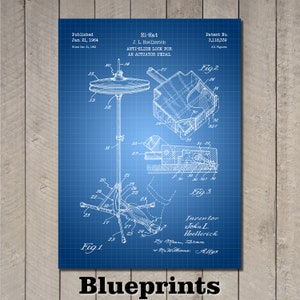 Hi-Hat Patent Print Art 1964 Blueprints