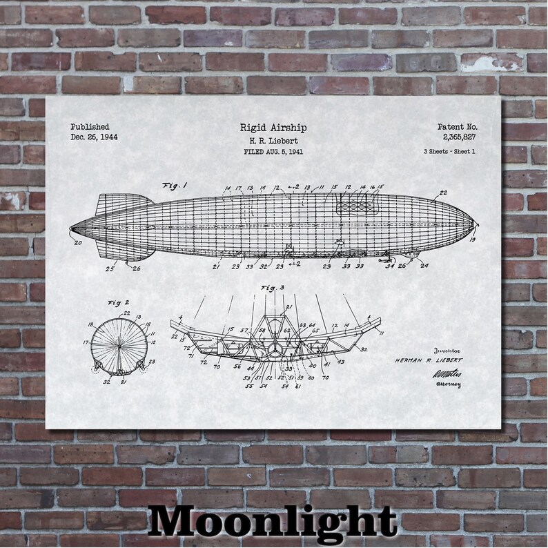 Airship Patent Print Art 1944 - Etsy