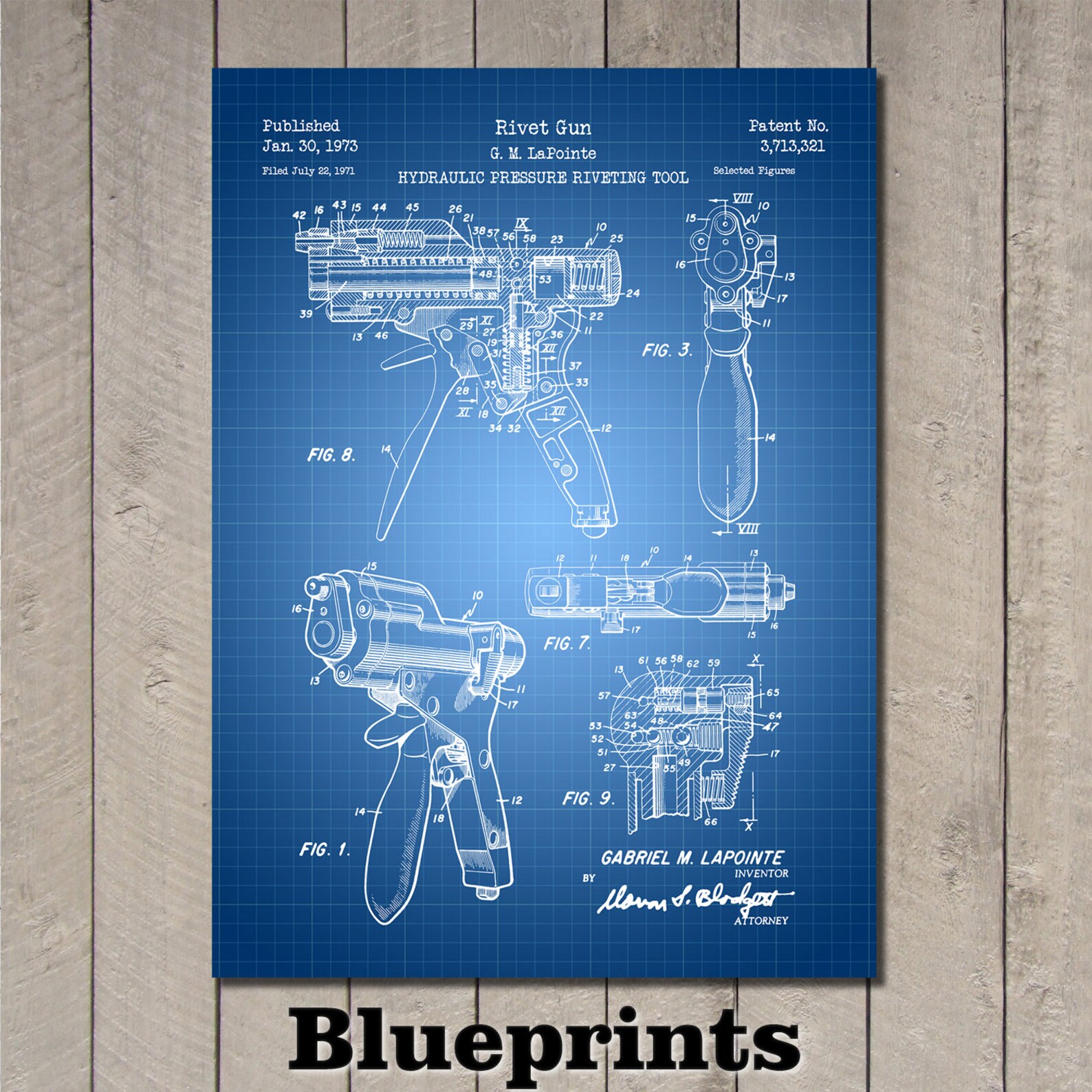 Rivet Gun Patent Print Art 1973 - Etsy