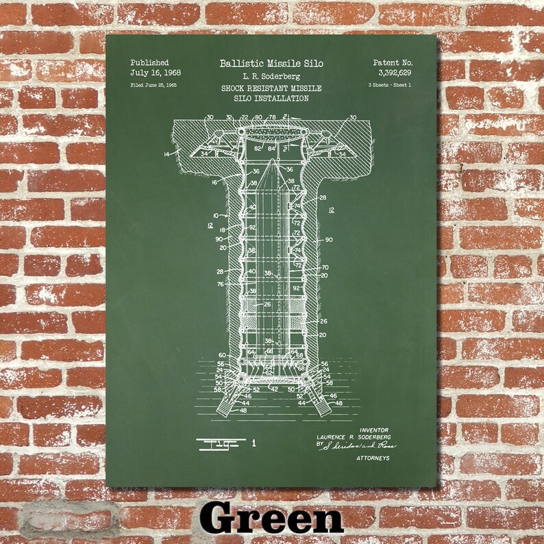 Missile Silo Patent Print Art 1968