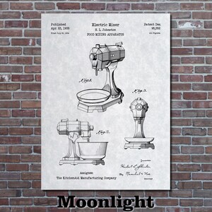 Art Print Depicting KitchenAid Mixer Patent 1935 Moonlight