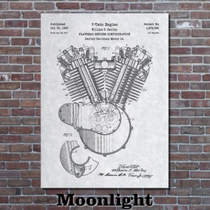 Motorcycle Engine Patent Print Art 1923 Moonlight