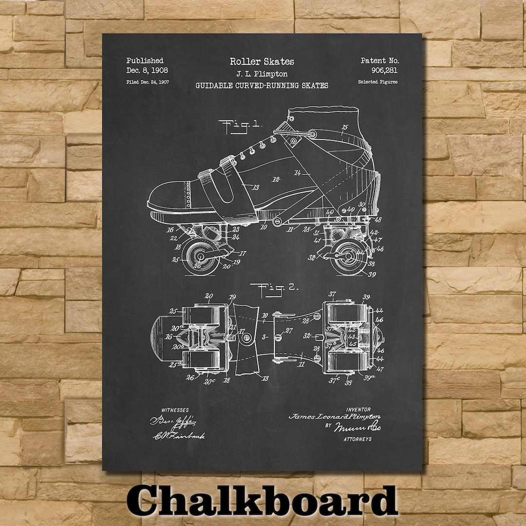 Roller Skate Patent Print Art 1908 - Etsy