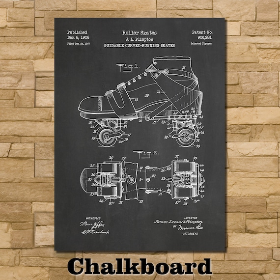 Roller Skate Patent Print Art 1908 - Etsy