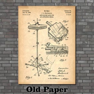 Hi-Hat Patent Print Art 1964 Old Paper