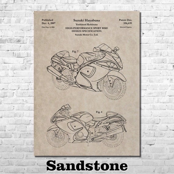 Patent Art Depicting Suzuki Hayabusa GSX1300R Motorcycle 2007 - Etsy