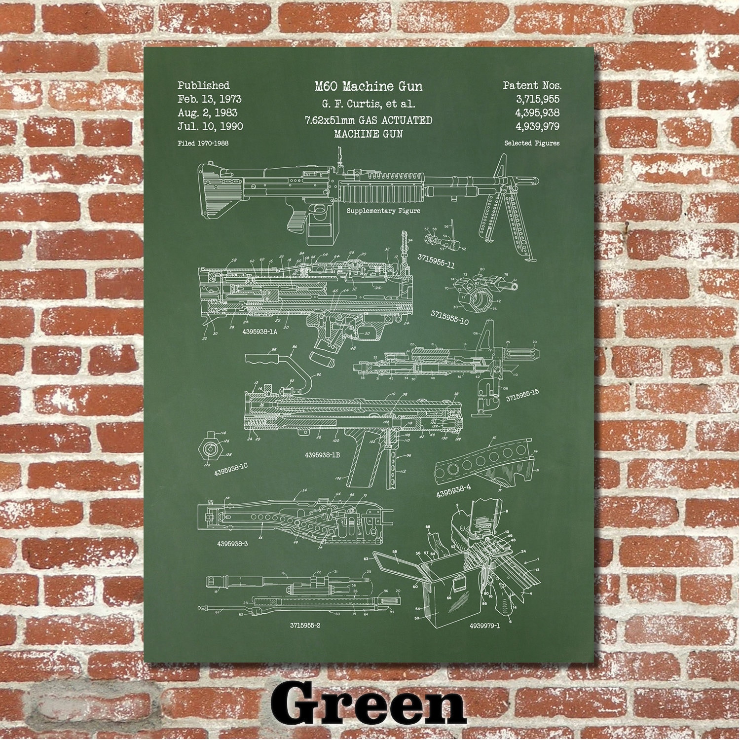 特大　Guns Illustration Print木製額縁 特大 Guns Illustration Print木製額縁 特大 Guns Illustration Print