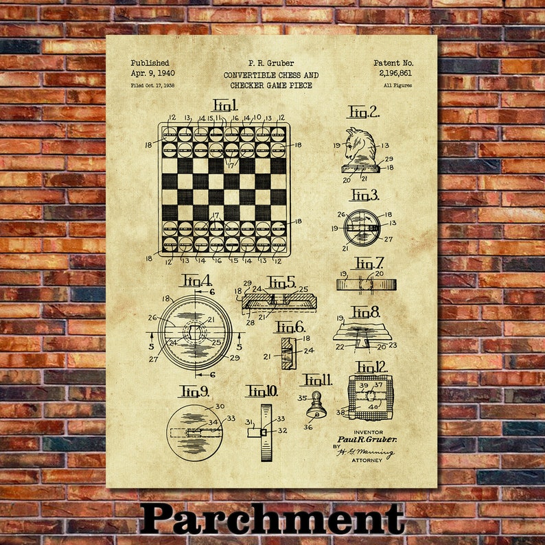 Chess And Checkers Patent Print Art 1940 Etsy