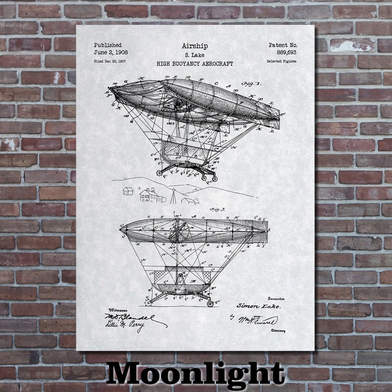 Airship Patent Print Art 1908 | Etsy