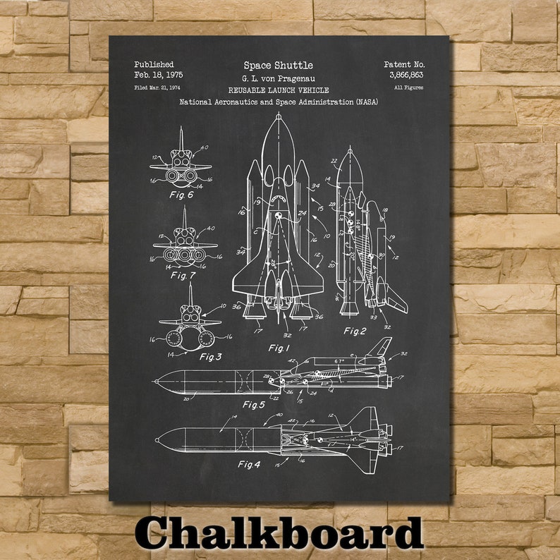 NASA Space Shuttle Patent Print Art 1975 image 1