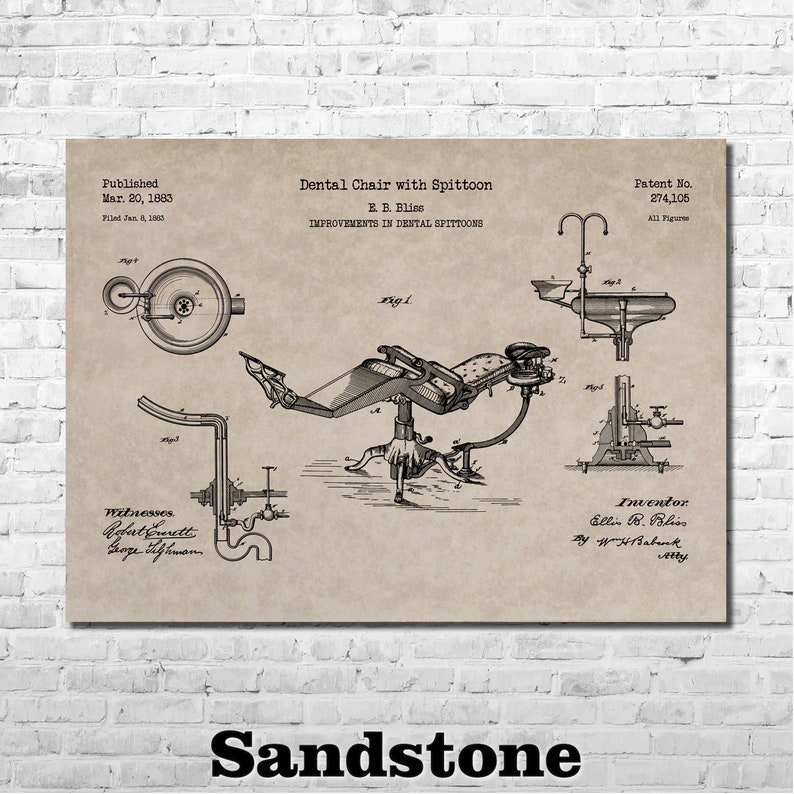 Dental Spittoon Patent Print Art 1883 - Etsy
