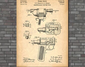 Power Drill Patent Print Art 1917 - Etsy