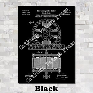Puede incluir: Un dibujo de patente en blanco y negro del dise&ntilde;o del motor electromagn&eacute;tico de Nikola Tesla. El dibujo muestra los componentes internos del motor, incluido el im&aacute;n de campo, la armadura y el conmutador. El n&uacute;mero de patente, 382.279, es visible en la esquina superior derecha. El texto "Published May 1, 1888" y "Filed Nov. 30, 1887" tambi&eacute;n es visible.