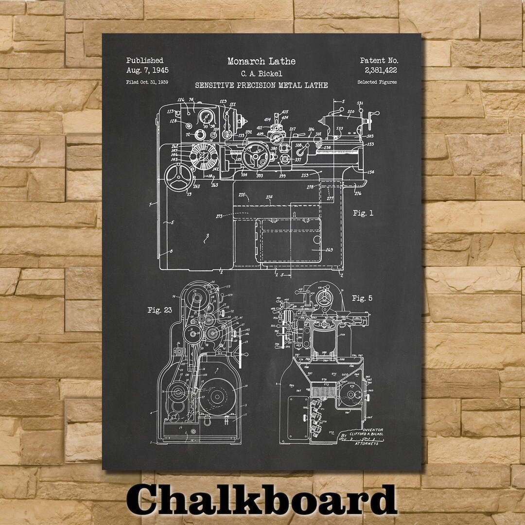 Metal Lathe Patent Print Art 1945 Etsy