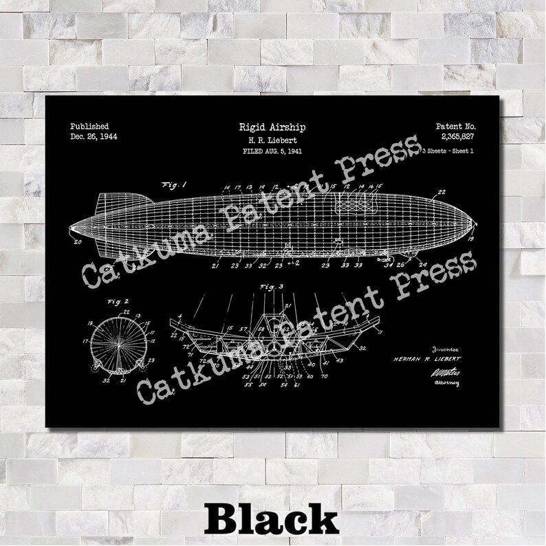 Airship Patent Print Art 1944 - Etsy