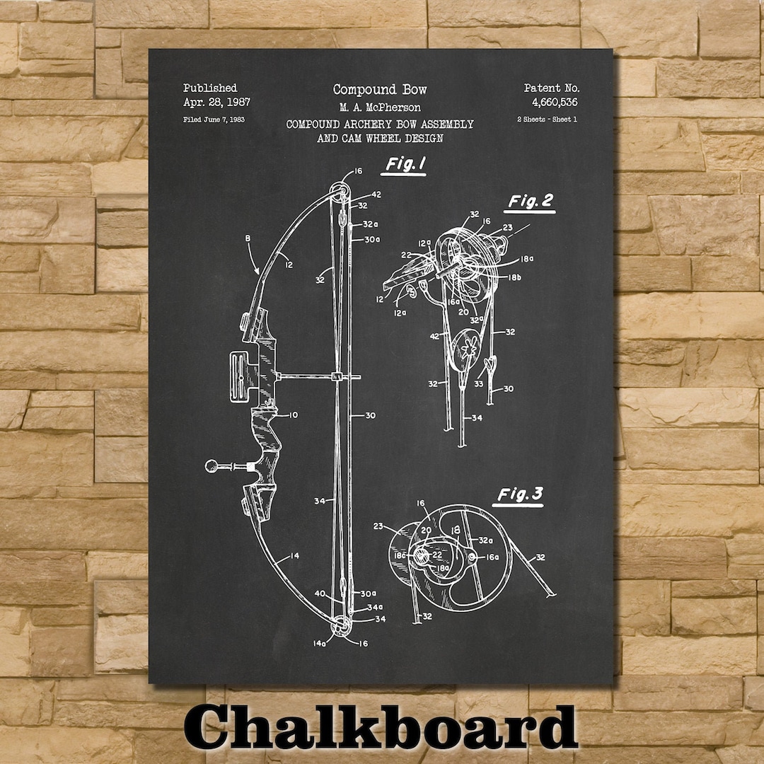Compound Bow Patent Print Art 1987 - Etsy