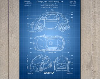 T Lu Google Waymo Self-Driving Car 2015 D Patent Art Poster 
