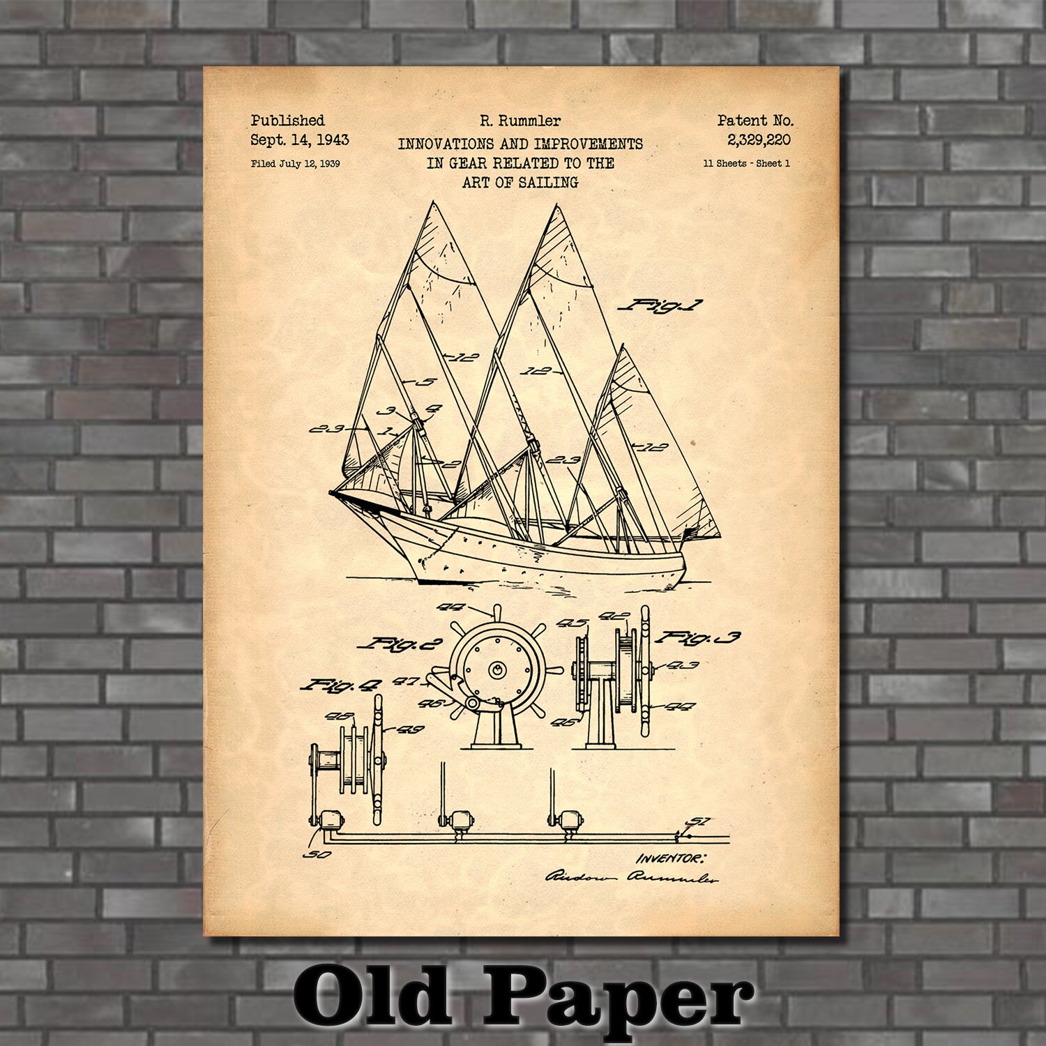 Sailing Boat Patent Print Art 1943 - Etsy