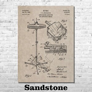 Hi-Hat Patent Print Art 1964 Sandstone