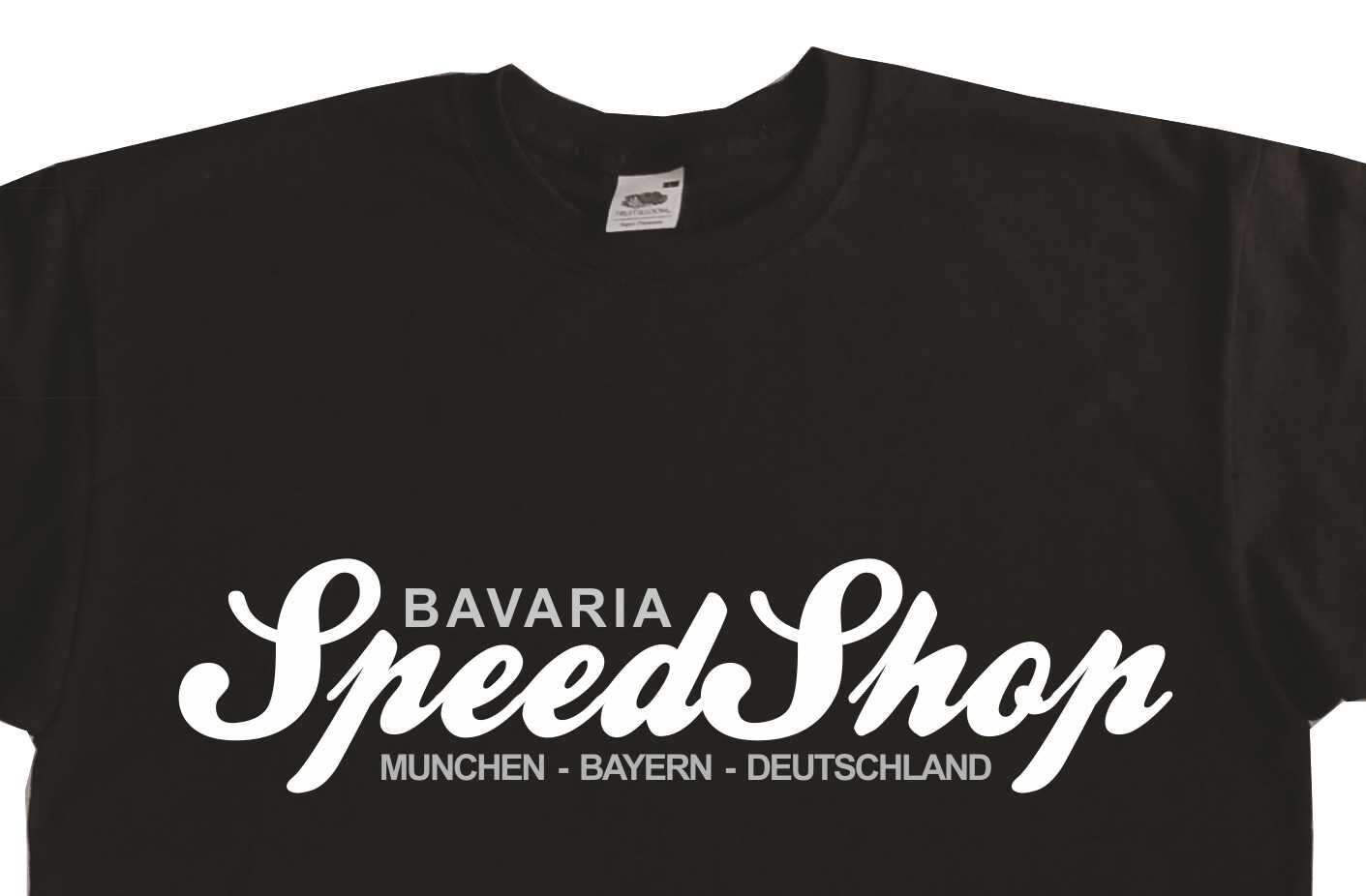 Image of Bavaria Speed Shop German Garage Tshirt Porsche Bmw Mercedes Audi Inspired Bc227 Various Colours