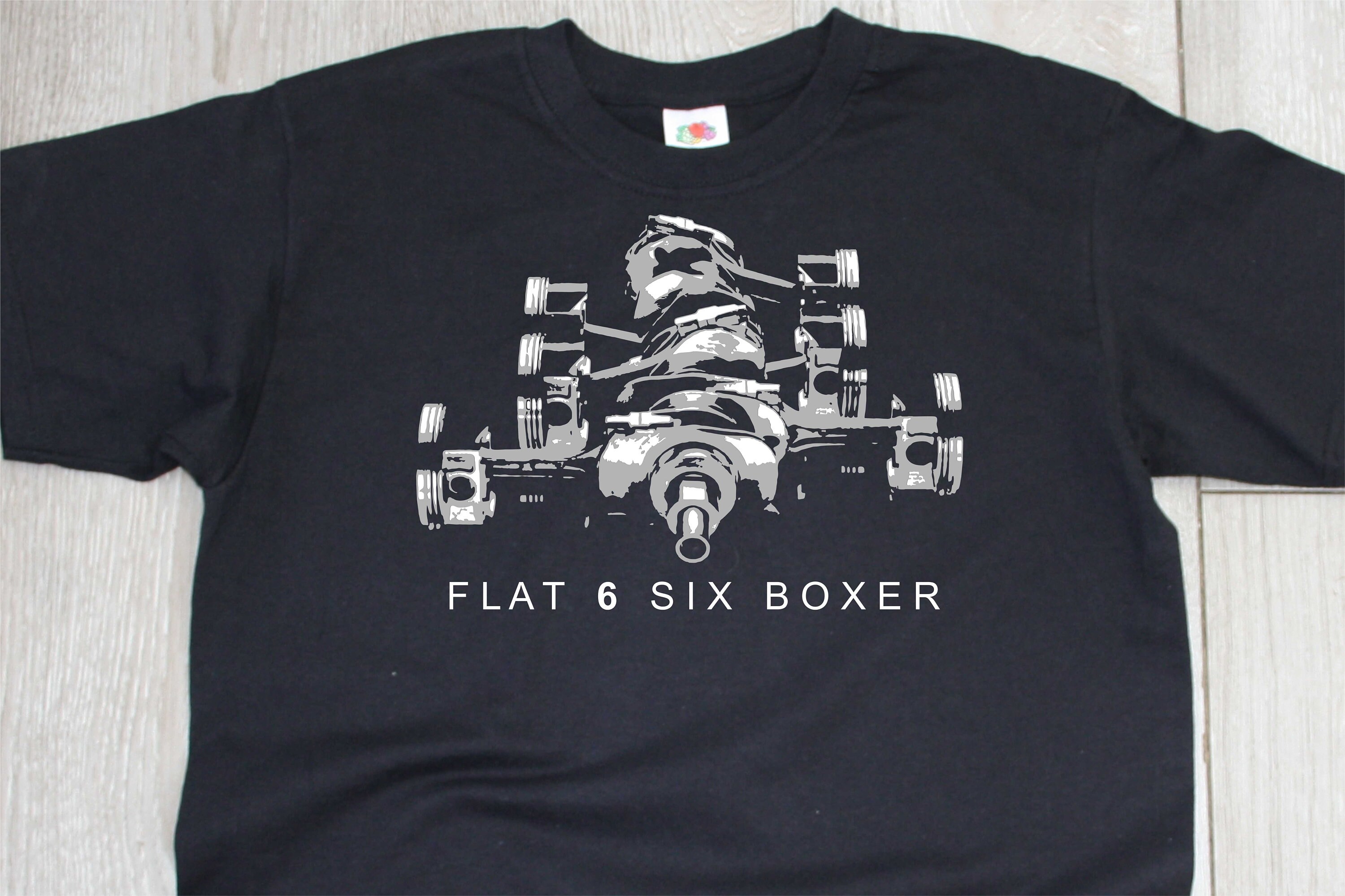 Image of Flat 6 Six Boxer Engine T-Shirt Porsche Subaru Enthusiast Inspired Ta2041