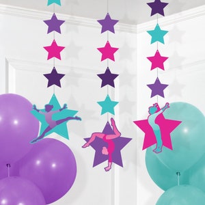 Gymnastics Party Danglers - Hanging Decorations, Gymnastics Birthday Decorations, Gymnast Party Supplies, Dance Birthday, Tumbling Party