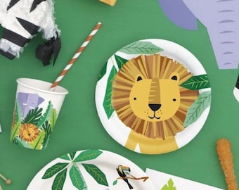 Platos de fiesta de safari de 18 cm: cumpleaños de león, decoraciones para fiestas en la jungla, baby shower de safari, decoraciones de cumpleaños de safari, fiesta de cumpleaños del zoológico