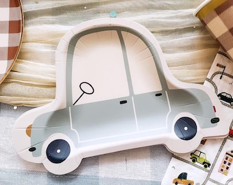 Blauwe auto feestborden - gevormde borden, voertuigen verjaardag, twee snelle feest, papieren taartborden, dingen die verjaardag gaan, verjaardagsfeestborden