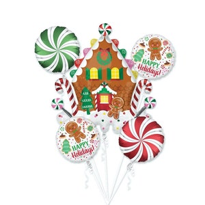 Gingerbread Balloon Bouquet - Christmas Balloons, Holiday Party Decorations, Holiday Party Supplies, Gingerbread Party, Balloon Decorations