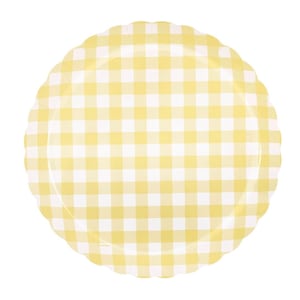 Assiettes de fête vichy jaunes - Décorations d'anniversaire de jardin, pique-nique, assiettes à carreaux, Articles de fête de printemps, marguerites, assiettes à gâteau en papier