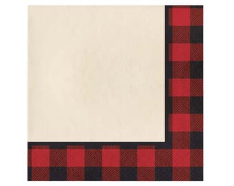 Serwetki obiadowe w kratę Buffalo - Impreza drwala - Buffalo Plaid Baby - Baby Shower w lesie - Baby Lumberjack - Baby Shower w niedźwiedzia - Jeleń