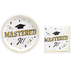 Mastered It Party Supplies - Master's Graduation Party Decorations, College Graduation, Masters Degree Party, Graduation Plates & Napkins