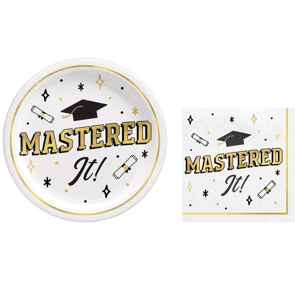 Mastered It Party Supplies - Master's Graduation Party Decorations, College Graduation, Masters Degree Party, Graduation Plates & Napkins