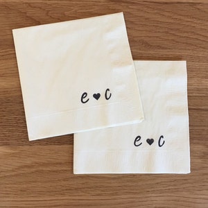 Tovaglioli personalizzati - Tovaglioli per matrimonio, tovaglioli personalizzati con iniziali monogrammate, tovaglioli per cocktail per feste di fidanzamento, tovaglioli per addio al nubilato