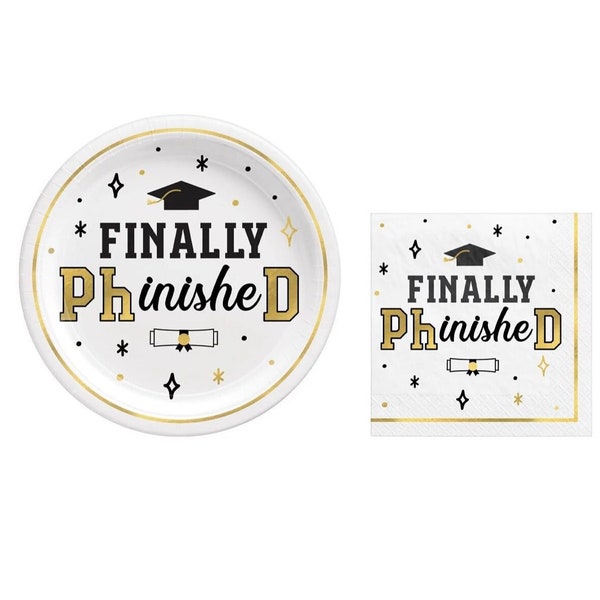 PhD Grad Party Supplies - Graduation Party Decorations, College Graduation Napkins, Doctorate Graduation Party, Graduation Party Plates